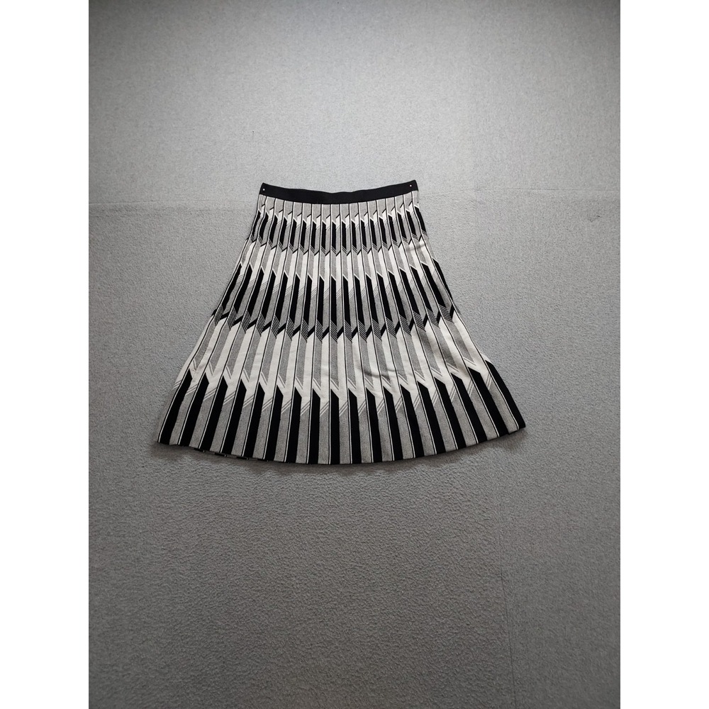Nycc Women Mini Skirts S White Black Geometric Pleated Pull On Comfort Cocktail